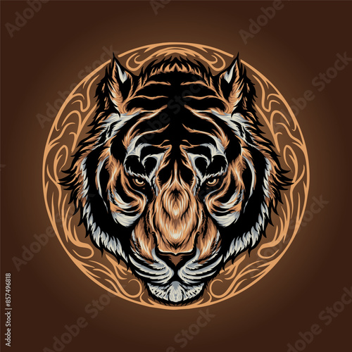 tiger head design vector illustration and t shirt design