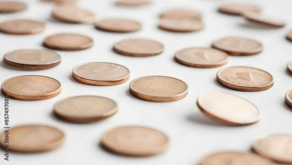 Cent Coins Arrangement - Close-up of 20 Cents on a White Background Cent Coins Arrangement - Close-up of 20 Cents on a White Background