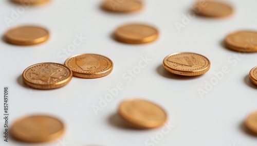 A Collection of Copper Coins Arranged on a Plain Surface