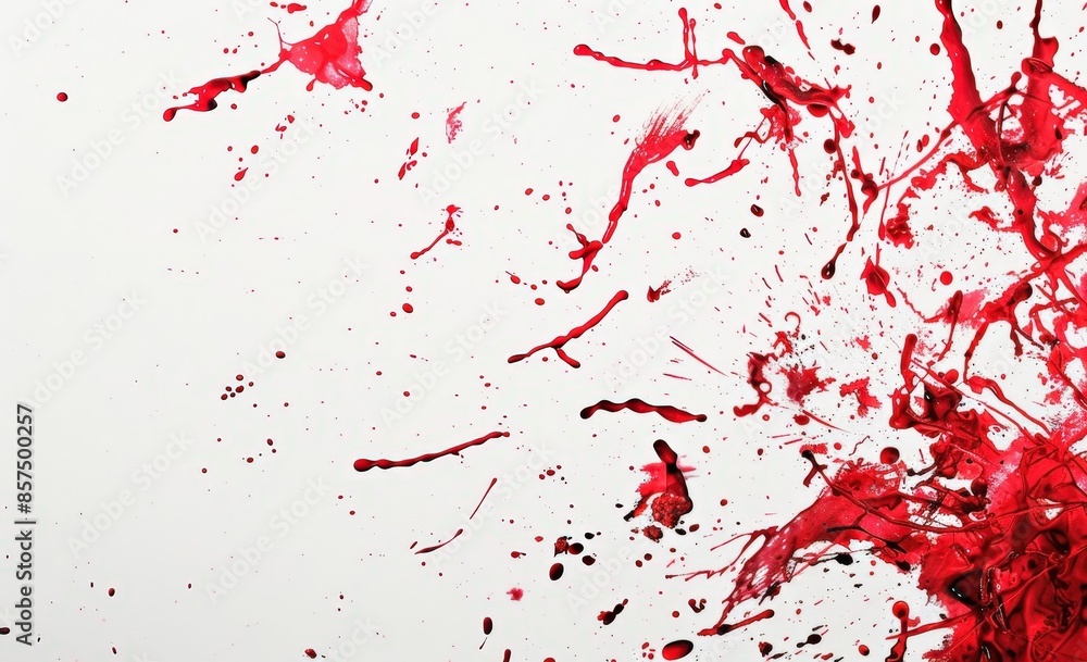 Vibrant Abstract Art: Red Splatters on White Background for Advertisements and Branding Vibrant Abstract Art: Red Splatters on White Background for Advertisements and Branding