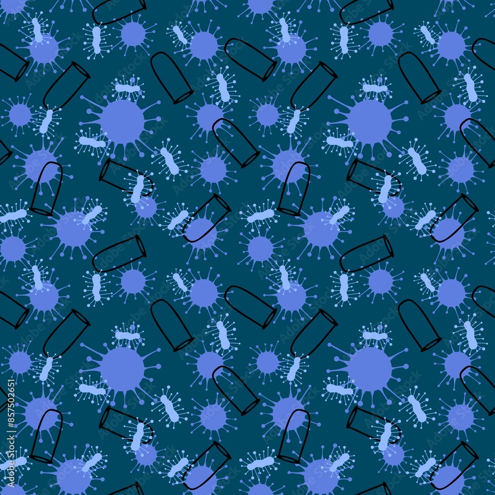 Medicine seamless bacteria pattern for wrapping paper and fabrics and linens Medicine seamless bacteria pattern for wrapping paper and fabrics and linens