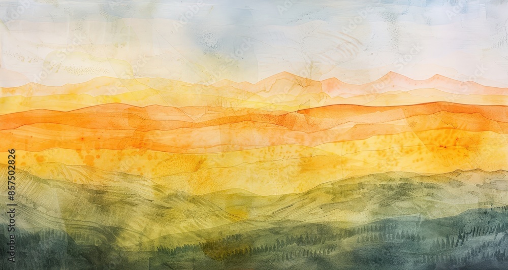Sunset Mountain Landscape Art Print Sunset Mountain Landscape Art Print