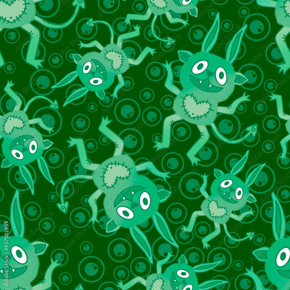 Cartoon monsters seamless pattern for wrapping paper and fabrics and linens Cartoon monsters seamless pattern for wrapping paper and fabrics and linens