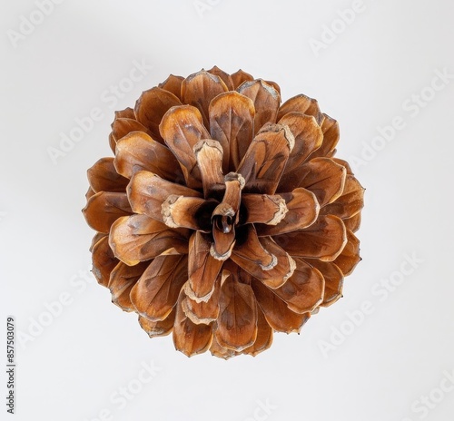 Freshly Harvested Pine Cone with Cracked Open Spines, Close-Up Photograph of a Natural Decoration.