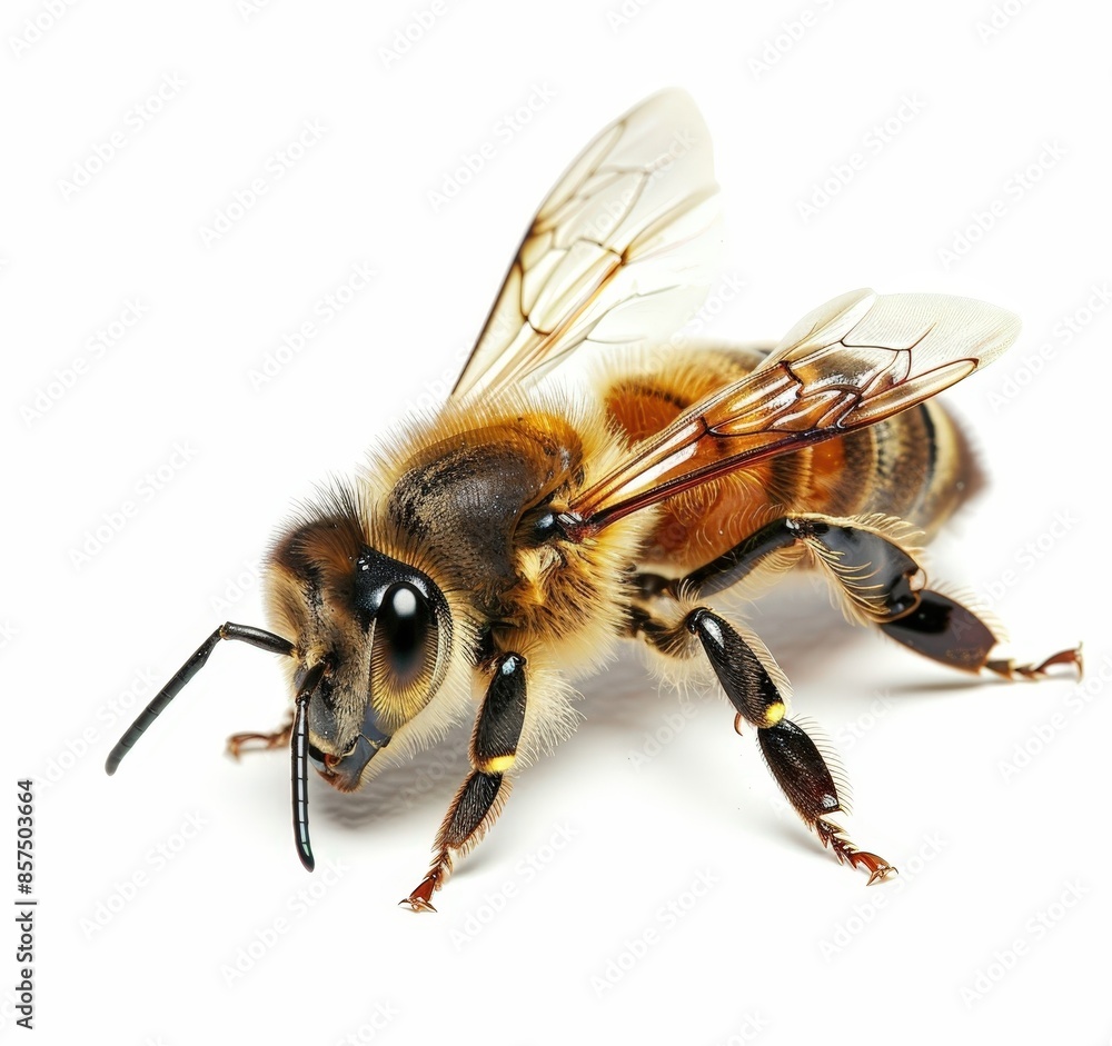 Beautiful Honey Bee Close-up on White Background Beautiful Honey Bee Close-up on White Background