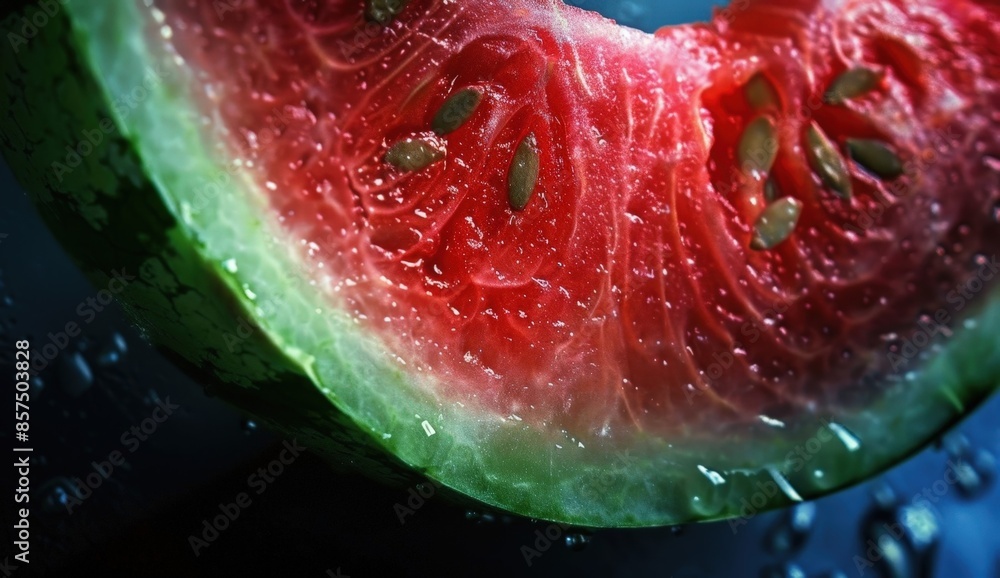 Vibrant Watermelon Slice with Seeds, Fresh and Juicy Vibrant Watermelon Slice with Seeds, Fresh and Juicy