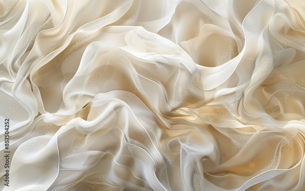 Elegant Fabric Swirls: A Close-Up Photograph of Ribbons and Tulle Textures Elegant Fabric Swirls: A Close-Up Photograph of Ribbons and Tulle Textures