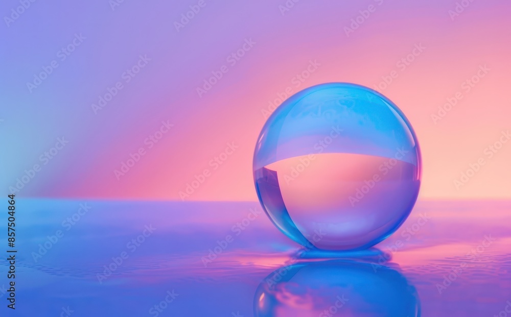 Transparent Bubble on Vibrant Light Purple Background, Crystal Ball Photography Transparent Bubble on Vibrant Light Purple Background, Crystal Ball Photography