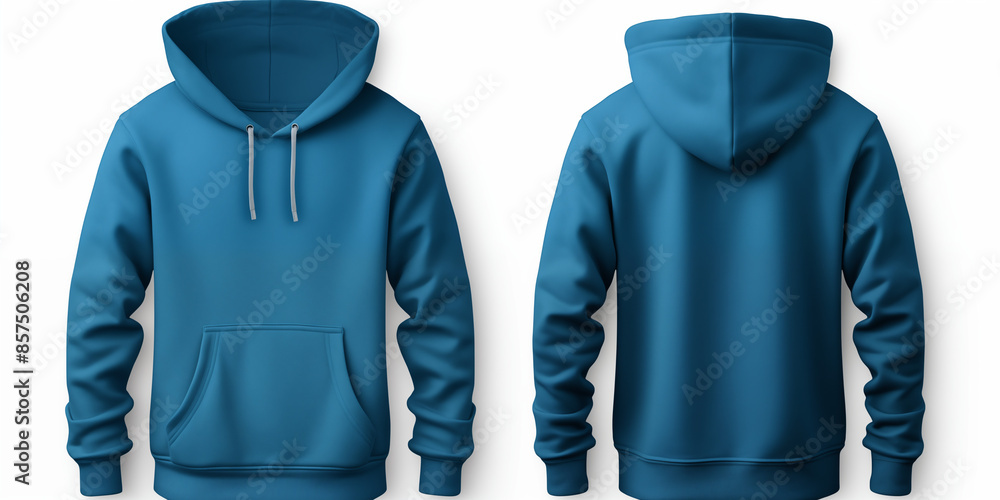 Pair of Blue Shirts Front and Back View Against White Background Pair of Blue Shirts Front and Back View Against White Background