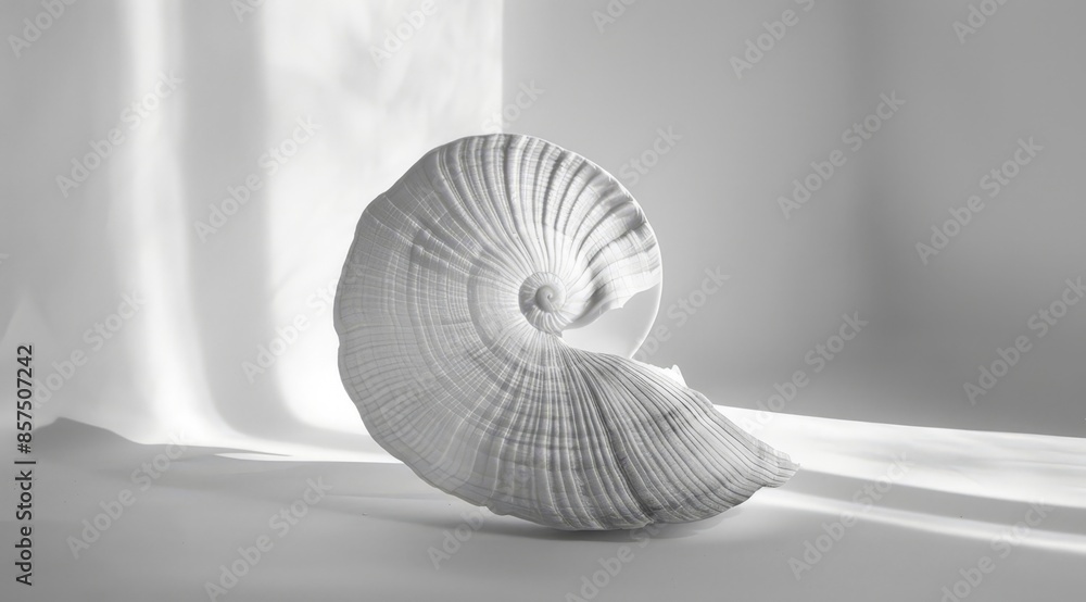 Obraz premium Elegant Seashell Decor on White Surface