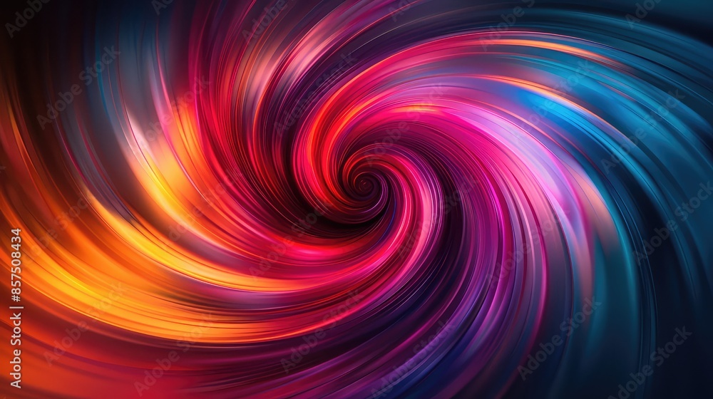 Dynamic Color Swirl on Dark Background: Abstract Art