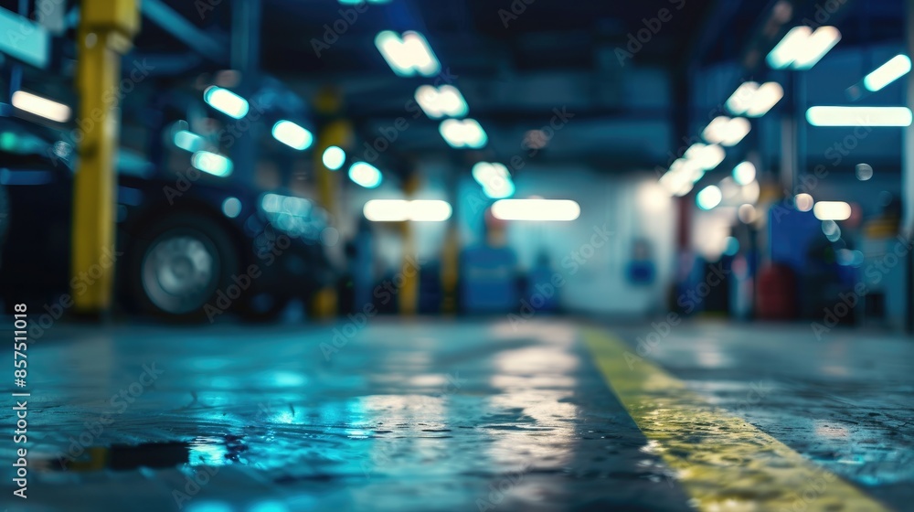 Blurry background at an automotive service center