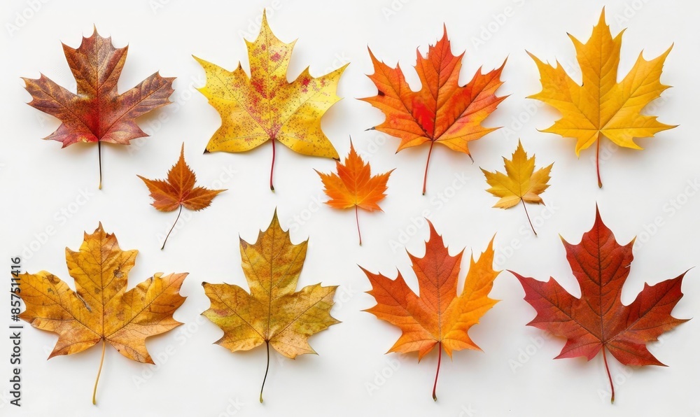 Autumn Leaves Collection: Orange, Yellow, Red and Brown Maple Leaf Prints for Decoration Autumn Leaves Collection: Orange, Yellow, Red and Brown Maple Leaf Prints for Decoration