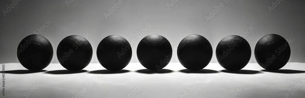 Elegant Lineup of Six Round Objects on a Light Background Elegant Lineup of Six Round Objects on a Light Background