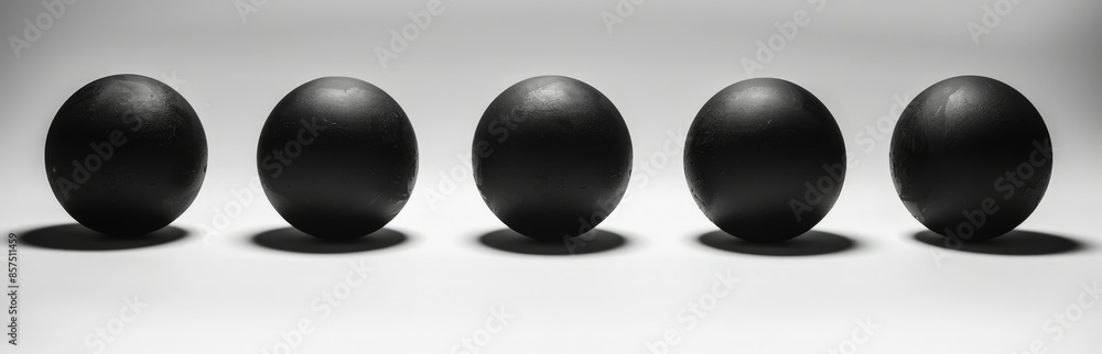 Five Styrofoam Balls Against a White Background