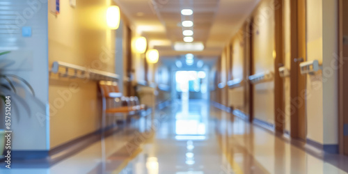 Wallpaper Mural Blurred background of empty light color corridor in hospital or clinic Torontodigital.ca