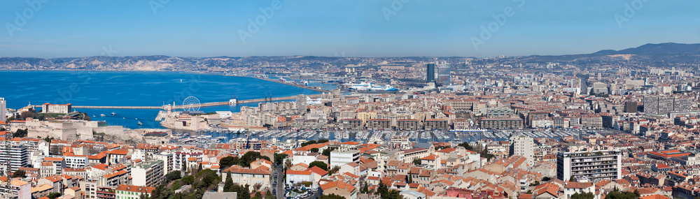 Panoramic view of the Vieux Port of Marseille Panoramic view of the Vieux Port of Marseille