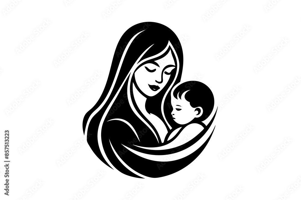 mom and son line art logo vector illustration mom and son line art logo vector illustration