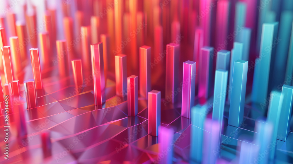 3D chart in soft colors showing data 3D chart in soft colors showing data