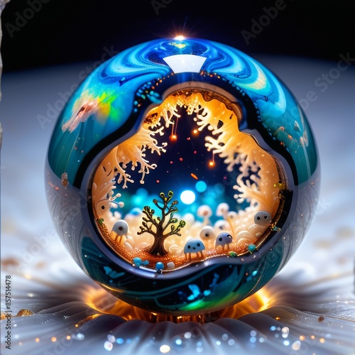 Small broken sphere with the life of the universe inside