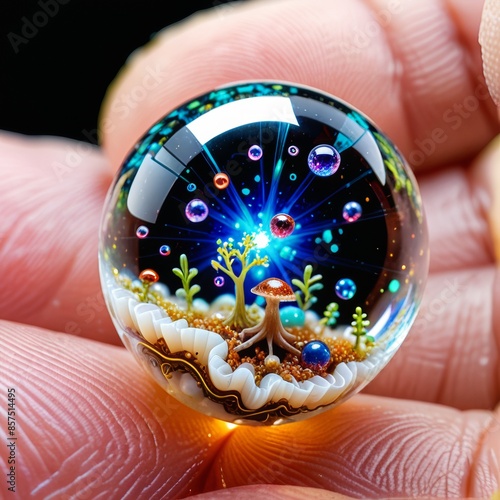 Small broken sphere with the life of the universe inside