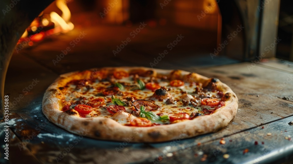 Pizza in the oven. Pizza in the oven. Restaurant. Pizza in the oven. Pizza in the oven. Restaurant.