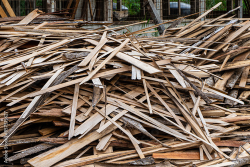 View of a sawmill with legal and illegal wood and firewood