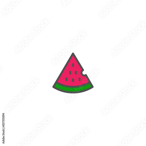 Watermelon Simple Vector Color Line Icons.