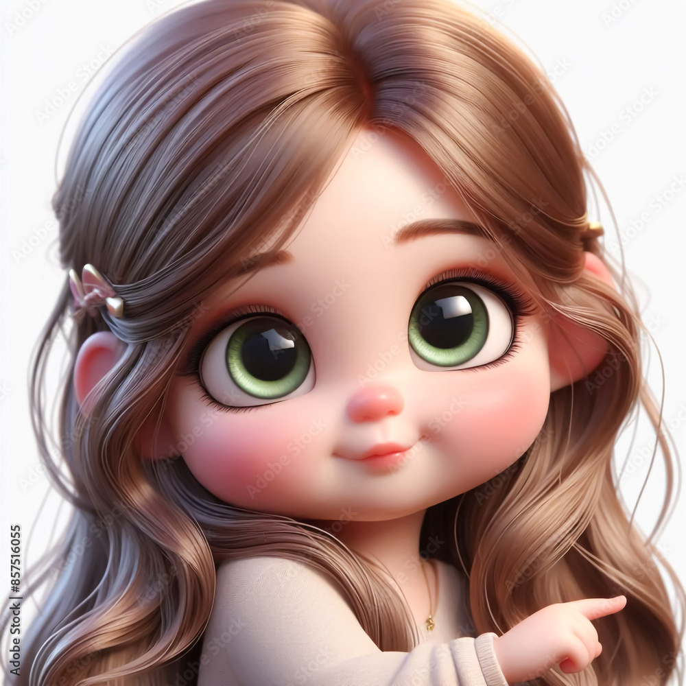 Cartoon portrait of a happy girl with big bright eyes. Children's illustrations for books, cards or other uses Cartoon portrait of a happy girl with big bright eyes. Children's illustrations for books, cards or other uses