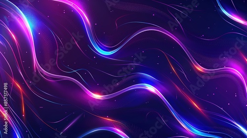 Abstract futuristic background with pink blue glowing neon moving high speed wave lines generative ai image