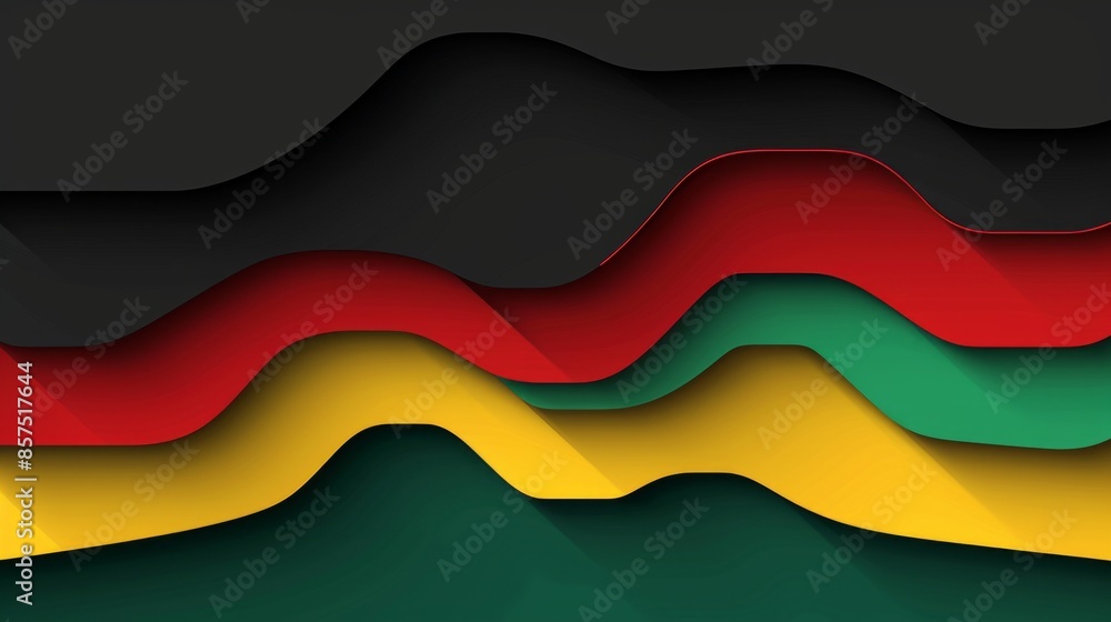 Fototapeta premium Abstract digital illustration of wavy paper in red, yellow, and black colors resembling the German flag.
