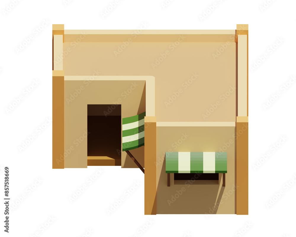 Desert House isometric front view. 3d rendering. Desert House isometric front view. 3d rendering.