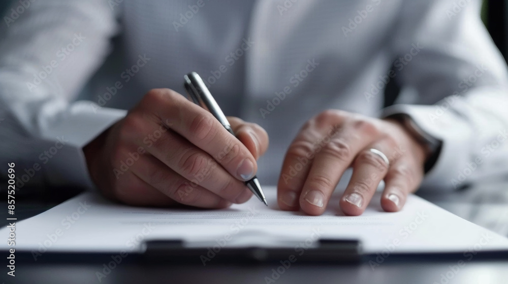 Signing agreement, contract. Young man fill financial documents, sign agreement, contract, insurance, investment contract, loan application and mortgage agreement Signing agreement, contract. Young man fill financial documents, sign agreement, contract, insurance, investment contract, loan application and mortgage agreement