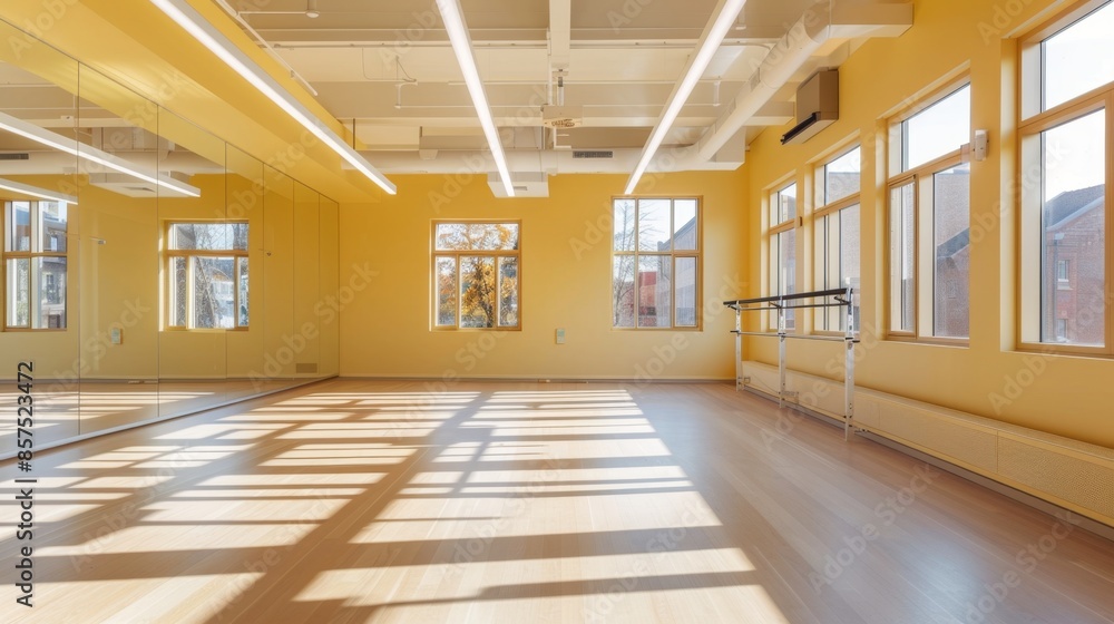 Bright Dance Studio with Mirrors and Barres Generative AI Bright Dance Studio with Mirrors and Barres Generative AI