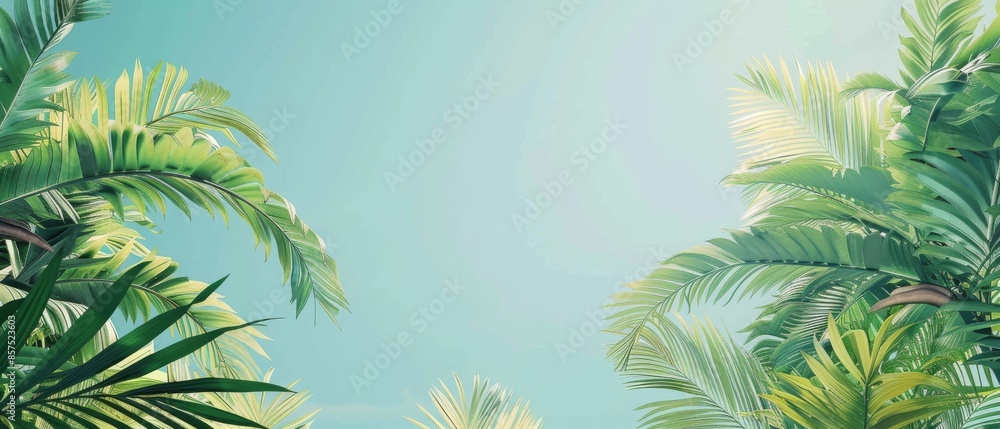 Background of Landscape. Summer Vibes View of Clear Sky with Tropical Trees Background of Landscape. Summer Vibes View of Clear Sky with Tropical Trees