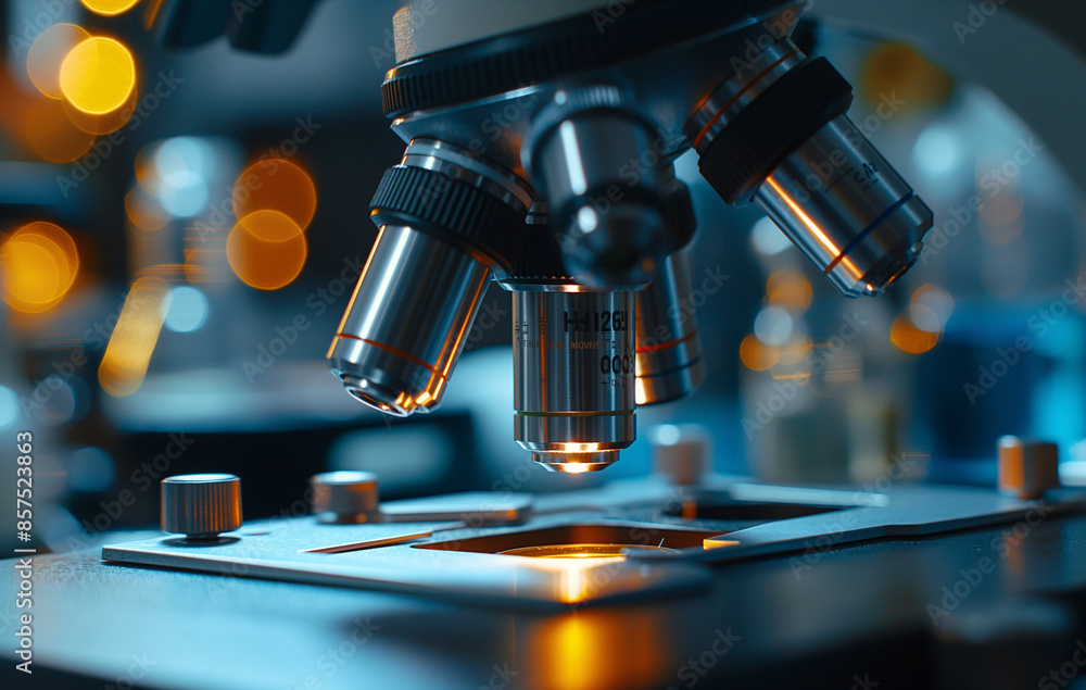 Close-Up of a Microscope in a Scientific Laboratory with Focus on Research and Experimentation Equipment Close-Up of a Microscope in a Scientific Laboratory with Focus on Research and Experimentation Equipment