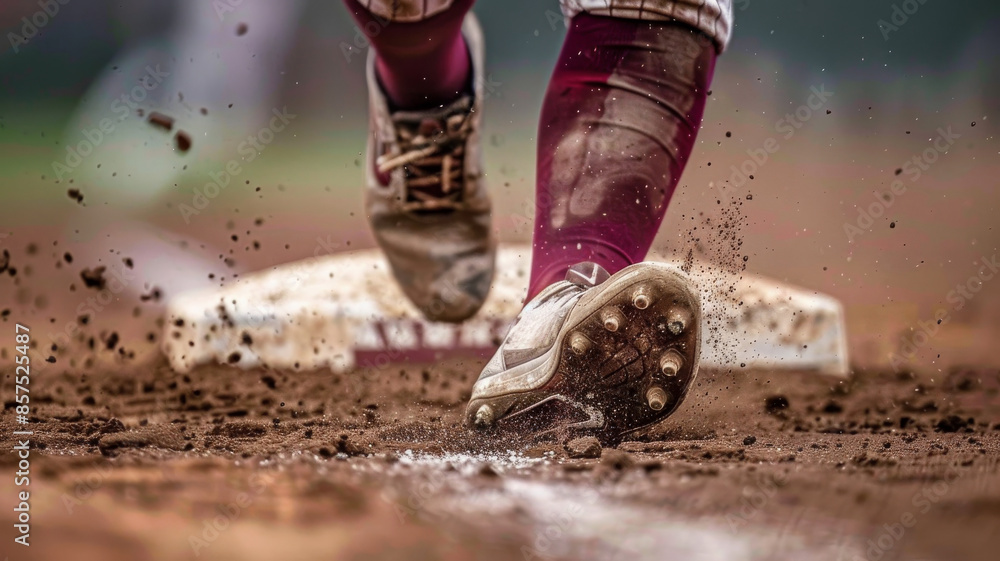 closeup picture of softball girl's feet sliding into 2nd base. closeup picture of softball girl's feet sliding into 2nd base.