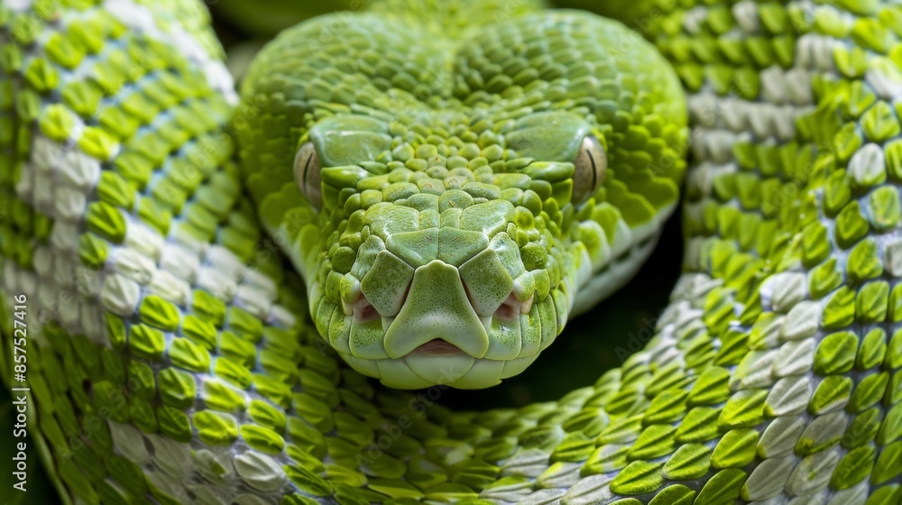 Close-up of a Green Snake Generative AI Close-up of a Green Snake Generative AI