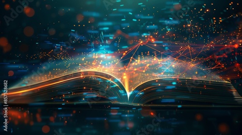 Wallpaper Mural Abstract Glowing Book with Digital Elements, Generative AI Torontodigital.ca
