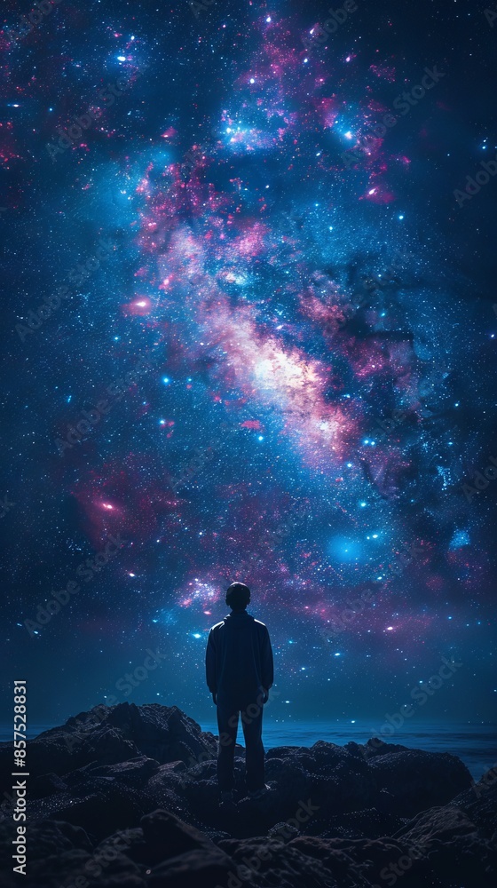Background of Night Sky. Picture of Starry Night Sky with Silhouette Background of Night Sky. Picture of Starry Night Sky with Silhouette