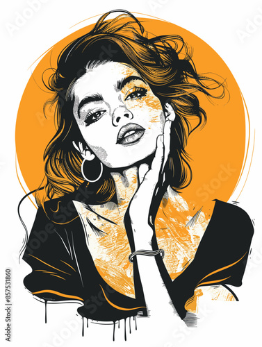 Fashion girl. Hand drawn fashion model. Sketch. Vector illustration.