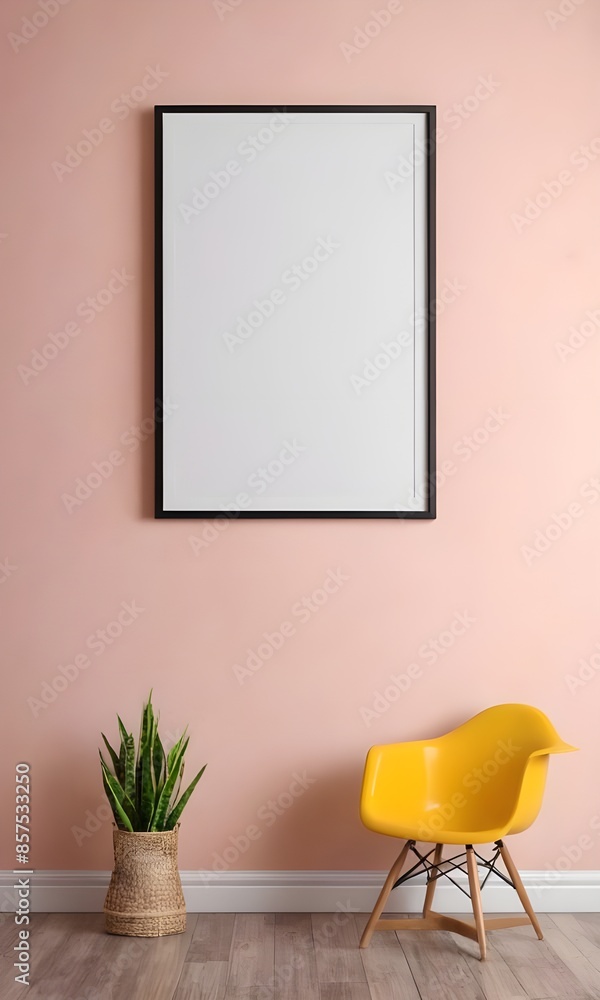 Mockup poster frame close up near window, 3d render.Mockup for painting. Mockup poster frame close up near window, 3d render.Mockup for painting.