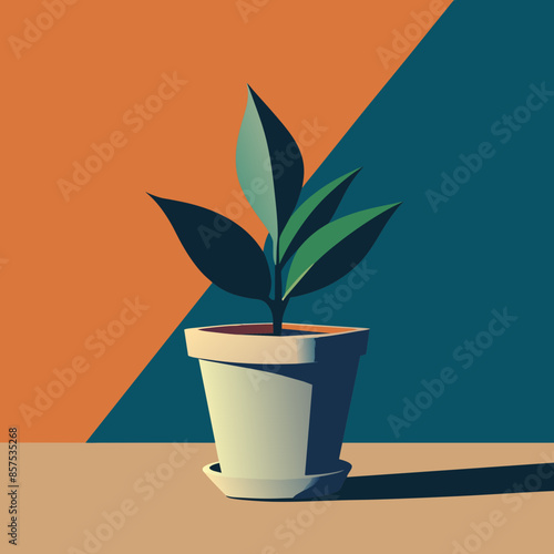 Greenery at Home: Vector Illustration of a Potted Plant