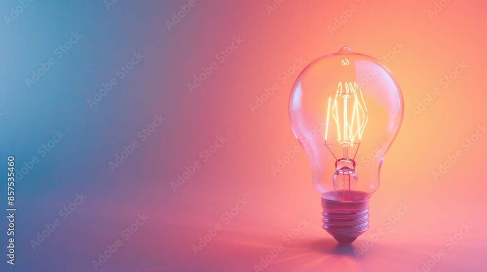 Light bulb with glowing filament on gradient background Light bulb with glowing filament on gradient background