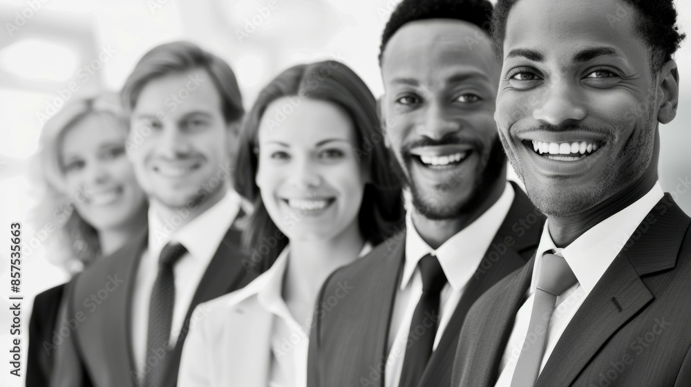 A group of people wearing suits and ties are smiling for the camera, business team concept A group of people wearing suits and ties are smiling for the camera, business team concept