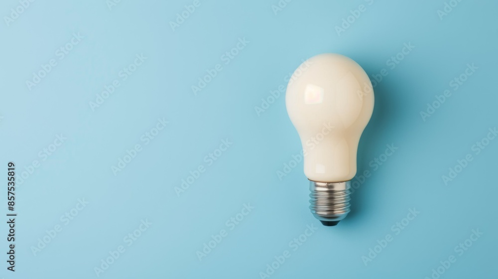 A light bulb is sitting on a blue background A light bulb is sitting on a blue background