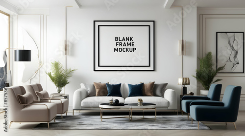 Wallpaper Mural A detailed 3D render of a white frame on a wood-paneled wall Torontodigital.ca