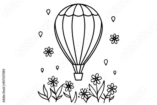 hot air balloon floating vector illustration