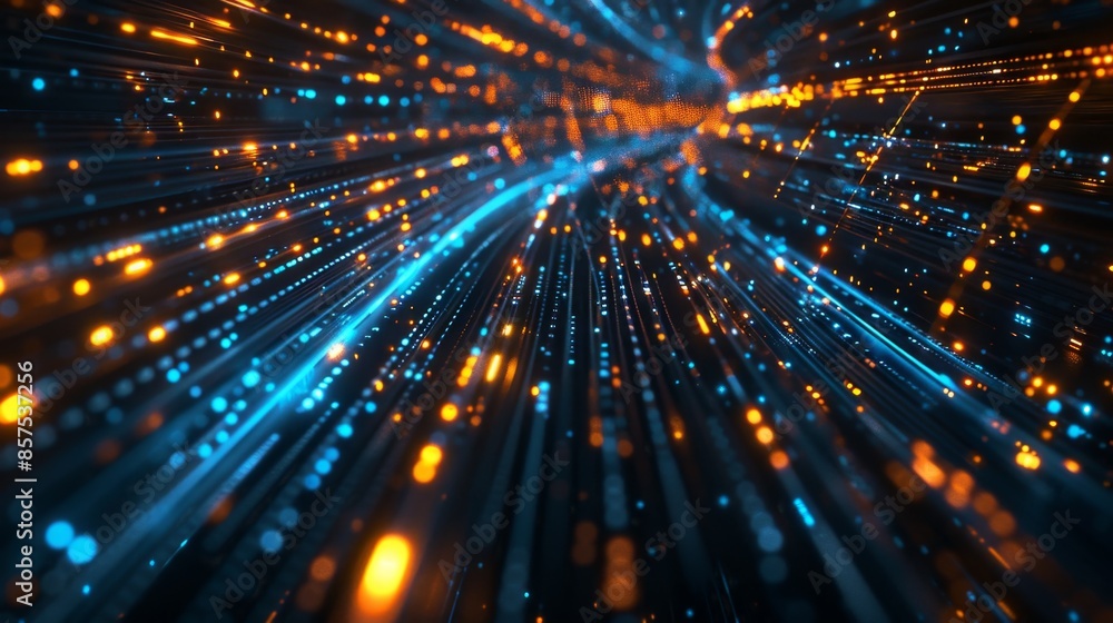 Obraz premium Dynamic Digital Light Trails, Generative AI