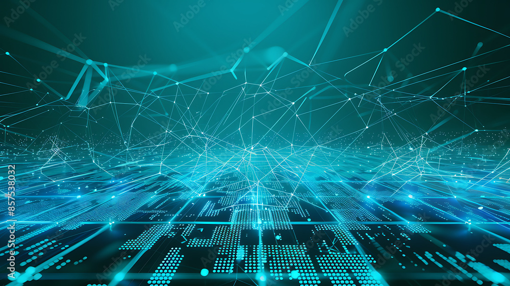 Obraz premium Dynamic Digital Network in Teal